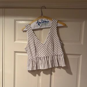 Striped White and Black Women's Top